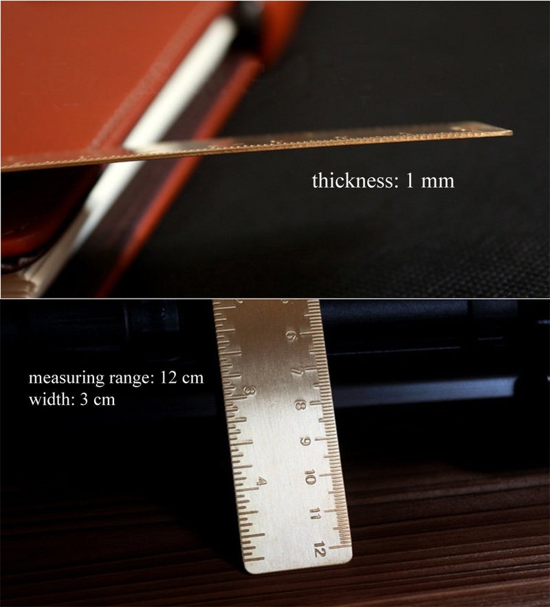 Ergonflow Gold Brass Ruler - Vintage Metal Copper Bookmark Dual Scale Engraved 4.75" (12Cm) Set of 2 - Image 2